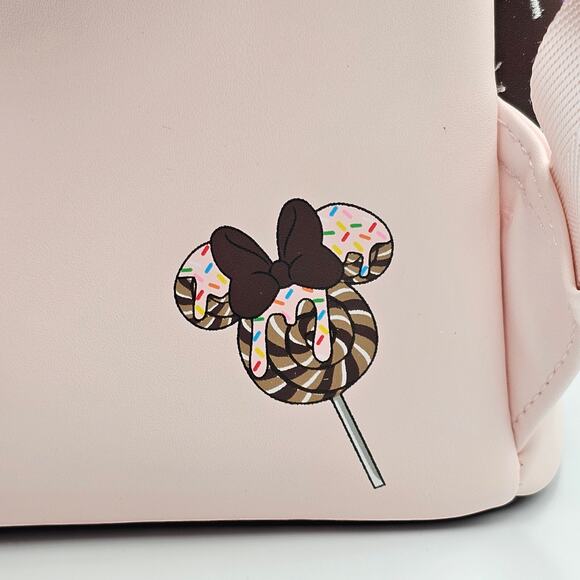 Loungefly Disney Minnie Mouse Chocolate Sprinkle Lollipop Ears Mini Backpack New - Picture 8 of 9
